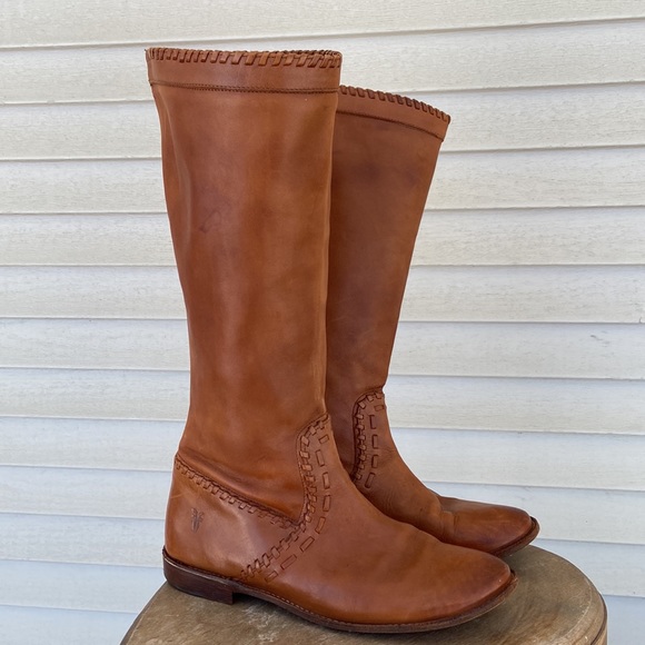 Frye Shoes - Frye Paige Huarache Tall Caramel Leather Riding Boots Women's Size 9.5